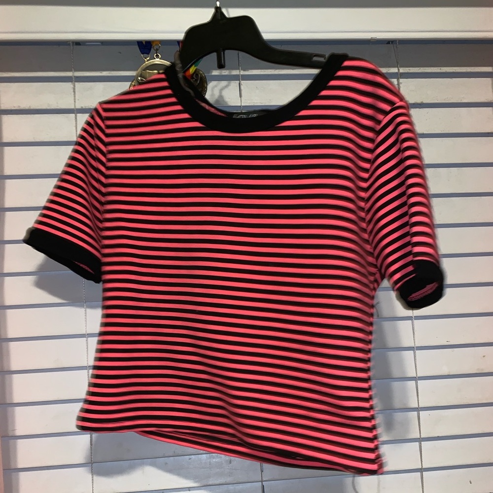 Pink Stripped Semi- Cropped Top